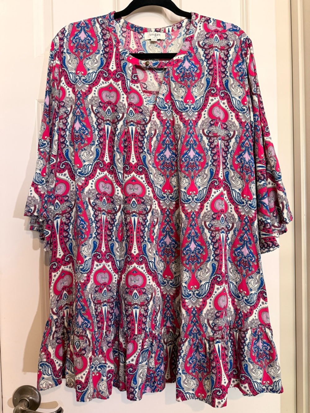 Women’s Paisley Print Tunic Top - Pink & Blue
